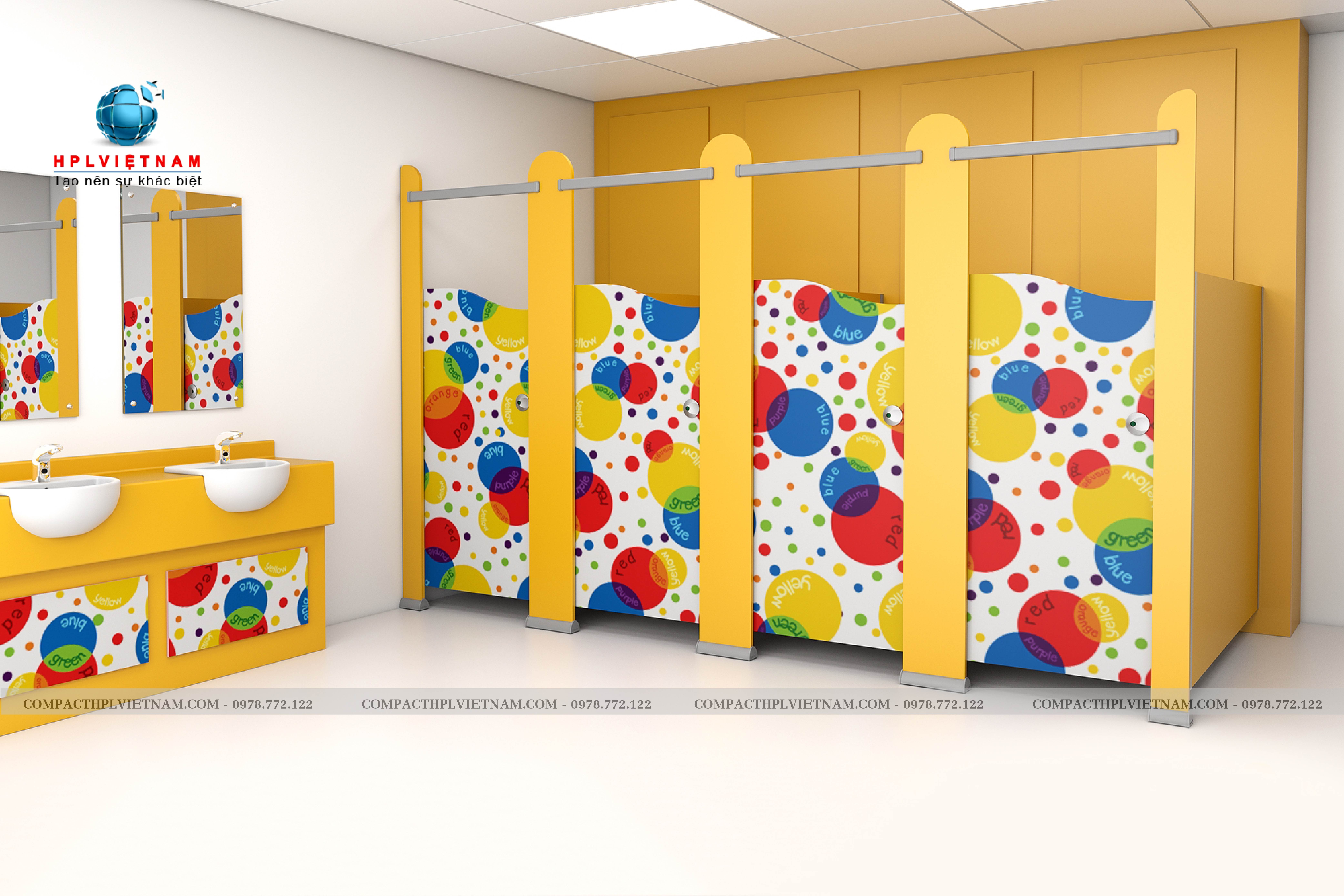 4 ý tưởng thiết kế vách ngăn nhà vệ sinh cho trường mầm non